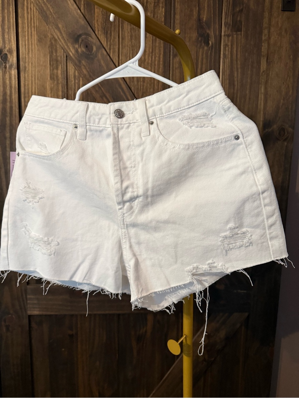 wild fable White High-Rise Distressed Denim Shorts